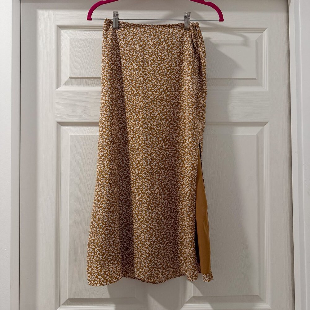Floral Midi Skirt with Slit